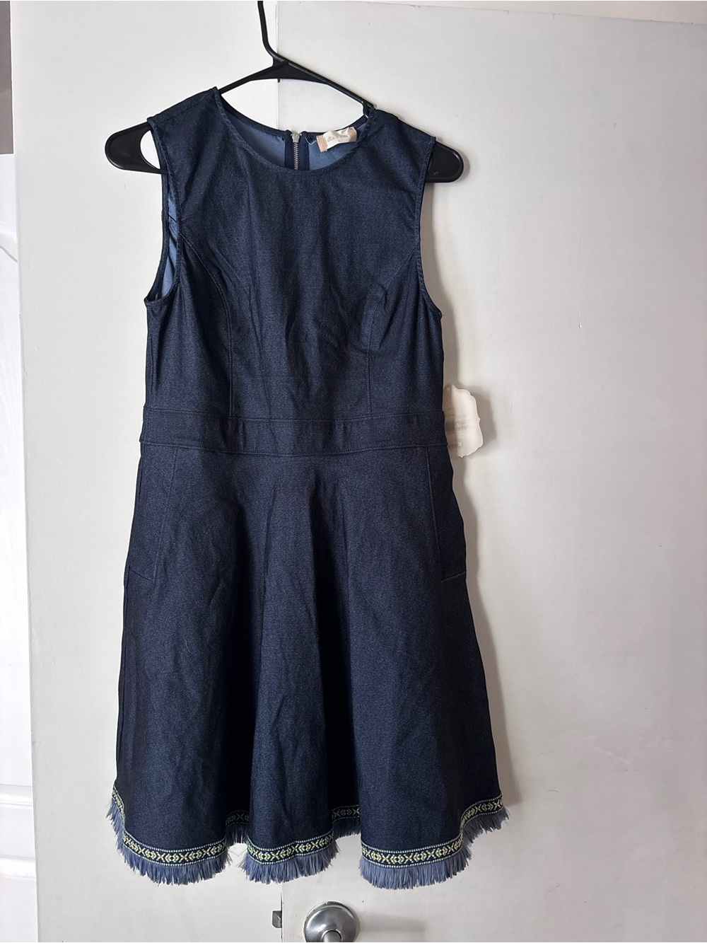Altar'd State Navy Sleeveless Fit-and-Flare Dress with Fringe Hem